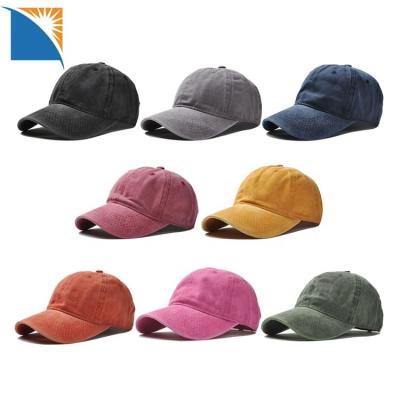 China Dad Hat 6 Panel Plain Washed Cotton Baseball Cap Plain Distressed Unstructured Unstructured Blank Vintage Dad Hat for sale