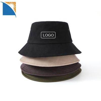 China Foldable Sun Protection Cotton Bucket Hats Embroidery 10 Mix Colors Sun Bucket Hat Simple Solid Custom Hat Fashion Foldable Custom Cotton Bucket Hat for sale