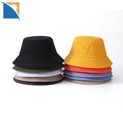 China 2022 Unisex Sun Protection Bucket Hats For Adults Summer Travel Sun Hat Beach Plain Colors For Women Men Outdoor Packable Cotton Bucket Hats for sale