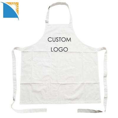 China Wholesale Drinks/Food Cooking Apron For Men Custom Adult Bib White Apron With Pockets Homestyle Cooking Apron for sale