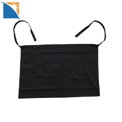 China Black Waterproof Polyester Half Pockets Apron 3 Waist Cleaning Apron For Restaurant, Bistro, Waitress Waiter Waiter Apron for sale