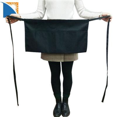 China Black Cleaning Craftsman Apron Money Apron With 3 Pockets Size Bartender Bar Apron for sale