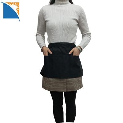 China Waist Cleaning Apron With 3 Pockets Black Waitress Server Half Short Apron For Restaurant Uniform Apron For Waiter Use for sale