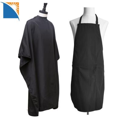 China Waterproof Barber Accessories Salon Hairdresser Client Apron Black Nylon Hair Cloak Custom Made Adjustable for sale