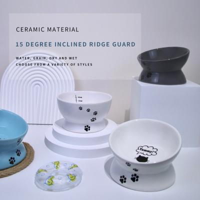 China Viable Manufacturer Durable Wholesale Ceramic Round Pet Feeder Dog Food Bowl Pet Sanitary Easy Clean Ceramic Bowl for sale