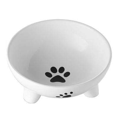 China Viable Pet Supplies Anti-Tilting 3 Leg Cat Bowl Ceramic Elevated Pet Cat Water Food Bowl To Protect Cervical Spine for sale