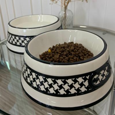 China Wholesale Viable Manufacturer Drinking Water Houndstooth Pet Bowl Cat And Dog Food Bowl Ceramic With Large Capacity In Stock for sale