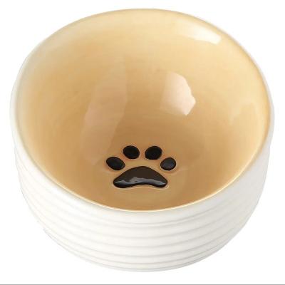 China Sustainable Ripple Cat Food Water Bowl Pet Ceramic Animal Drinking Dishes For Cats And Dogs Small Porcelain Pet Free Feeding Bowl for sale