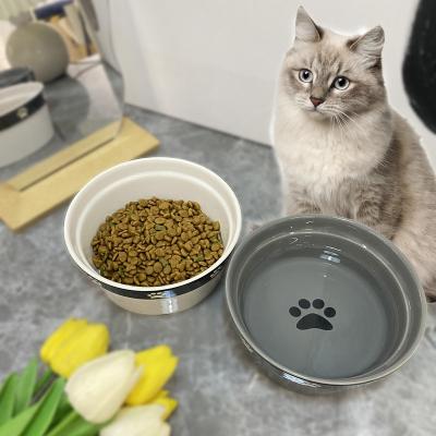 China 500ml Viable Wholesale Custom Pet Luxury Dog Cat Dish Nordic Pet Bowl Raised Feeder For Pet Made Of High Quality Ceramic In Stock for sale