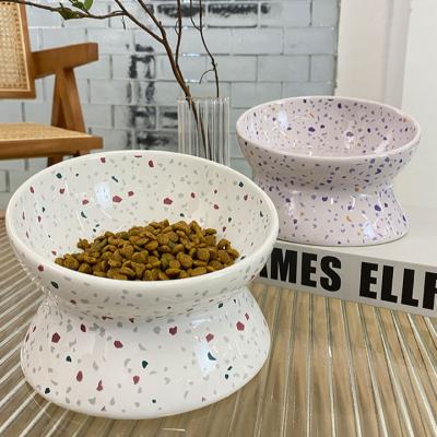 China Wholesale Ceramic Dog Cat Food Bowl Pet Supplies Instep Protector 2023 Viable New Cat Dog Bowl Diagonal High Easy To Clean for sale