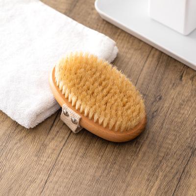 China All Natural Dry Body Brush Cellulite Brush Body Exfoliating Brush Custom Logo Wooden Body Brush for sale