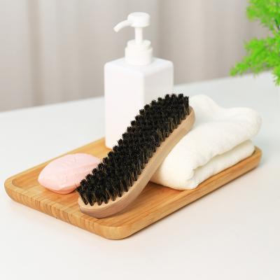 China Sustainable Wooden Laundry Brush With Black Pig Hairfor Shoes Washing And Clothes Cleaning (S Style) for sale