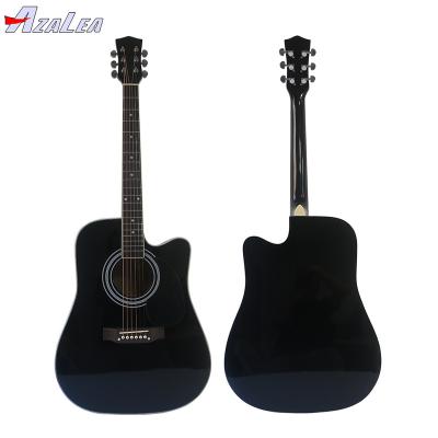 China basswood 41 inch cheap price acoustic guitar black color manufacturer for sale