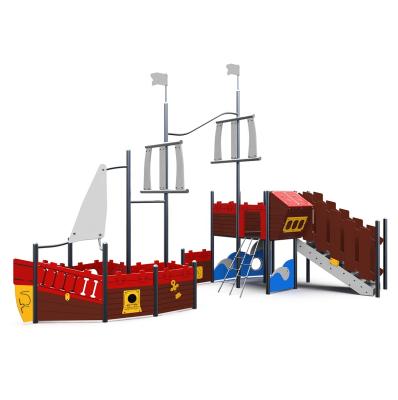 China Playground Series Equipment Pirate Boat Kids Plastic Galvanized Outdoor PE Pipe+LLDPE Board Play Set For Amusement Park for sale