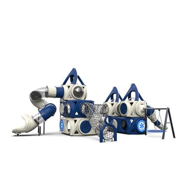 China Galvanized Multicolor Outdoor Plastic Pipe+LLDPE Plastic Kindergarten Slide Toys Children Playground Large Set for sale