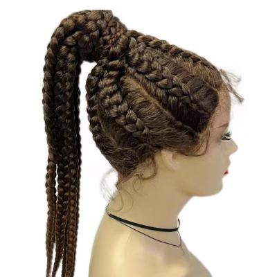 China Other Braids Synthetic Wigs Wholesale Heat Resistant Synthetic Lace Front Wig 8 Braids Braided Wigs for sale