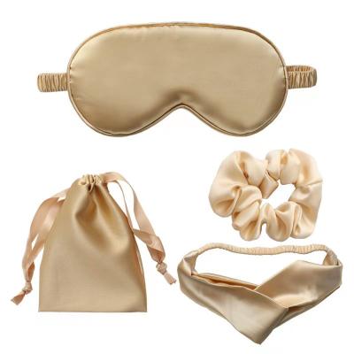 China Comfortable Luxury Silk Mask/Scrunchies Four-Pieces Simulation Eye Hair Band /Storage Bag Set Wedding/Travel Gifts /Large for sale