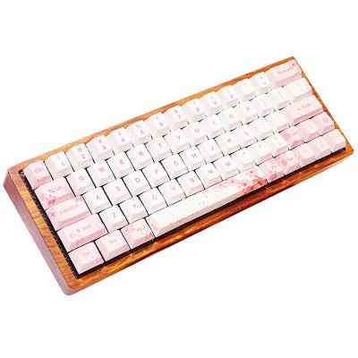 China Free shipping Sakura keyboard 64key game GK64 dye under cherry keycaps RGB chanical wood profile custom lightweight keycap for sale