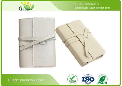 China Handmade Logo Custom Leather Notebook , ROSH White PU Lined Journals Notebooks for sale