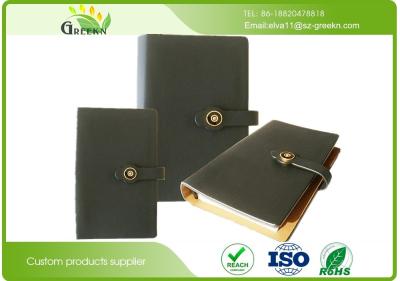 China Custom PU Wide Ruled Composition Book , Classic Black Ring Binder Notebook for sale