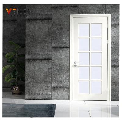 China Top Quality Modern Luxury Wood Veneer Skin Color White Door With Glass for sale