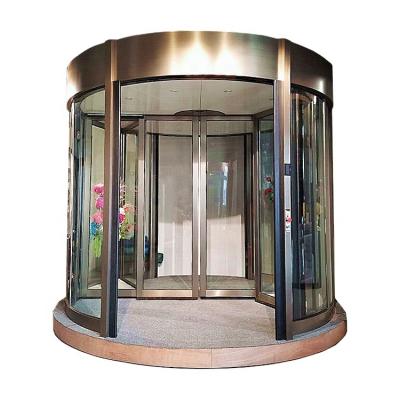 China Decoration high quality professional automatic revolving glass door in gold colors for mall hotel airport for sale