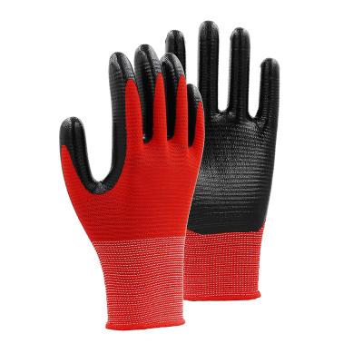 China Flexible Black Polyester Gloves With Black Nitrile Coating Proticting Gloves for sale