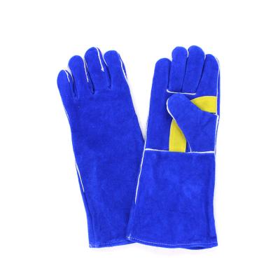 China Flexible High Quality Blue Cow Split Leather CAT Welding Work Safety Gloves for sale