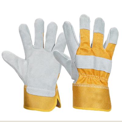 China Cheap Factory Flexible 10.5 Inch Cowhide Split Leather Yellow Safety Gloves Leather Work Welding Gloves For Worker Man Women for sale