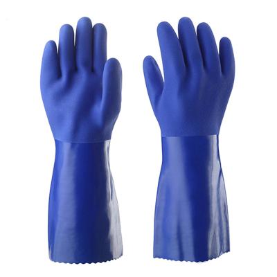 China Flexible PVC Gauntlet Fully Coated Gloves Liquid Proof Work Gloves for sale