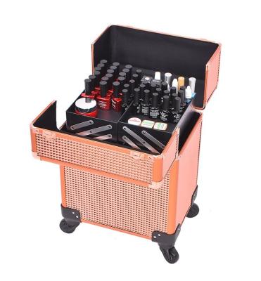 China Fashion manufacturer supply high quality spot aluminum alloy pull rod beauty and makeup box outer boxes which can be customized for sale