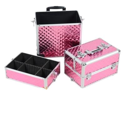 China Fashion high-quality stain aluminum alloy three-layer pull rod beauty and makeup artist outdoor box, customizable for sale