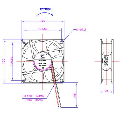 China Hotels factory produces 12038 DC 12038 large wind industry silent ball bearing DC axial fan for sale