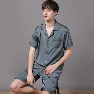 China QUICK DRY Mens Short Sleeve Shorts Design Lapel Pajamas Set High Quality for sale