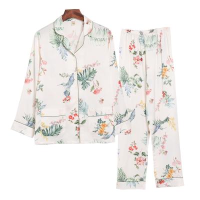 China 2022 QUICK DRY new design factory direct sales flower and bird print pajamas comfortable long sleeve pajamas for sale