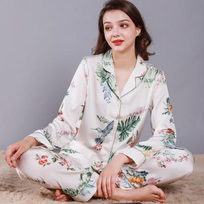 China 2022 QUICK DRY new design factory direct sales flower and bird print pajamas comfortable long sleeve pajamas for sale