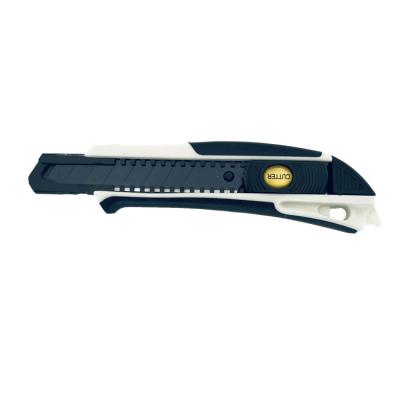 China Open Slide Cutter Comfortable Utility Knife With 18MM Snap Off Black Blade for sale