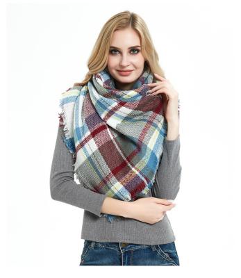 China Daily life women tartan plaid cashmere square pashmina scraf with multi-colors wear in daily life for sale