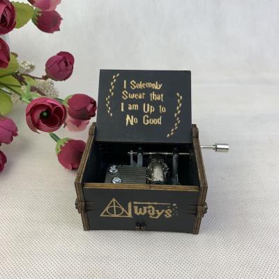 China Gift Music Box Engraved Wooden Music Box Toys Interesting Christmas Gifts for sale