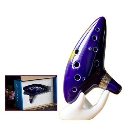 China Best Gift 12 Hole Ceramic Ocarina Groove Instrument Blue Decoration Ceramic Ocarina Christmas Legend With Stand for sale