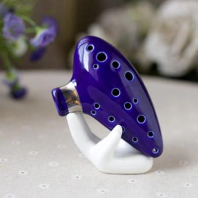 China New Groove Ceramic Ocarina 12 Blue Hole Instrument Viola C Folk Musical Instrument Fluta Ceramic Ocarina for sale