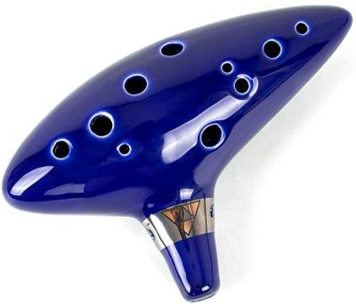 China Wholesale Ceramic Ocarina 12 Hole Viola C Musical Instrument Small Flute Gift For Kids Adults With Display Stand for sale