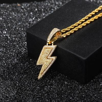 China FASHIONABLE Jewelry Full Zircon Lightning Stainless Steel Necklace Pendant for sale