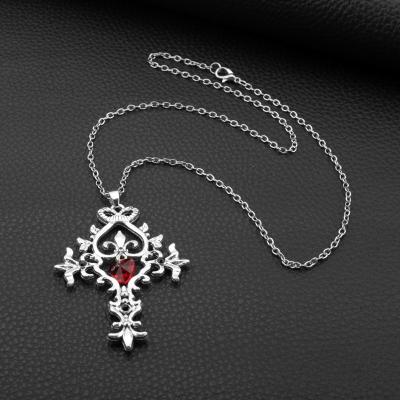 China CLASSIC Gothic The Vampire Diaries Heart Cross Necklace Chain Jewelry Pendant Vintage for sale