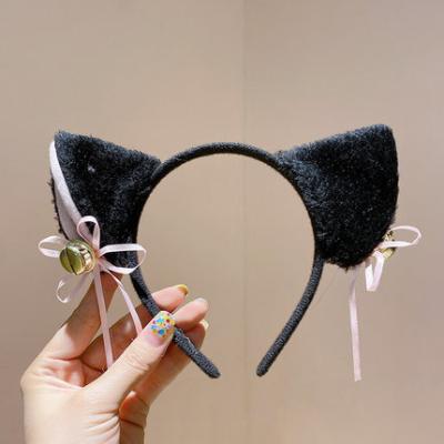 China Party/Cosplay Cat Ears Headband Cosplay for Girls Plush Furry Neko Ears with Ribbon Bell for sale