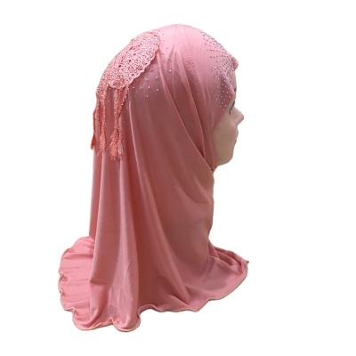 China Newest Crystal Hemp Material Islamic Long Hijab Hijab Muslim Girls Children Kids Short Hijab for Kids for sale