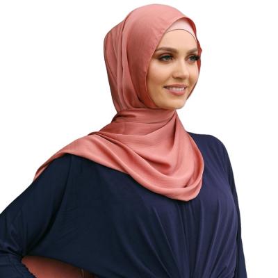 China Newest Pleated Satin Crinkel Hijab Tudung Malaysia Silk Crepe Scarf Shawl Women for sale