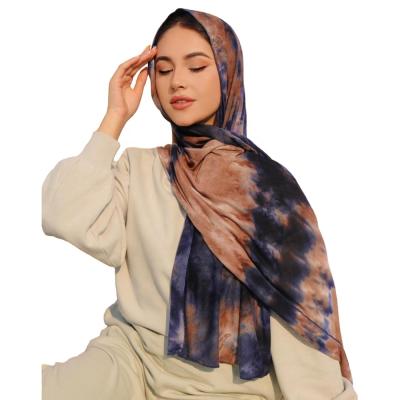 China Wholesale High Quality Large Size Muslim Headscarf Tank Top Scarf Shawl Hijabs Knotted Tied Dyed Soft Feeling Soft Smooth Wholesale for sale