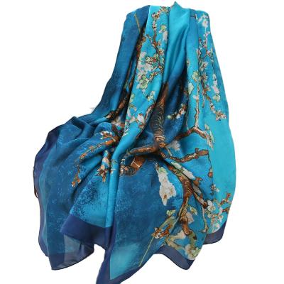 China Fashion Brand Euro Scarves Shawls Floral Print Silk Scarf Luxury Design Hijabs Stoles For Women for sale