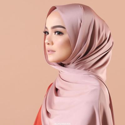 China Wholesale Soft Soft Large Size Satin Headscarf Silk Muslim Turbans New Arrival Fashion Feeling Hijabs Shawls for sale